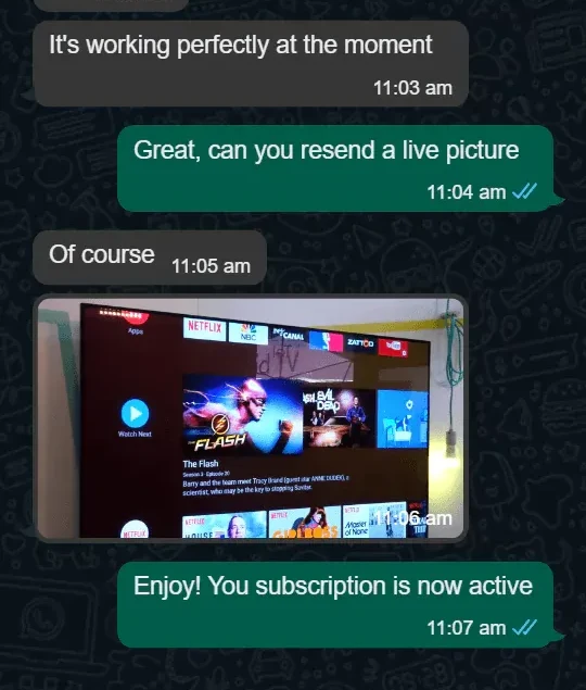 Customer TV photo: StreamX subscription working perfectly