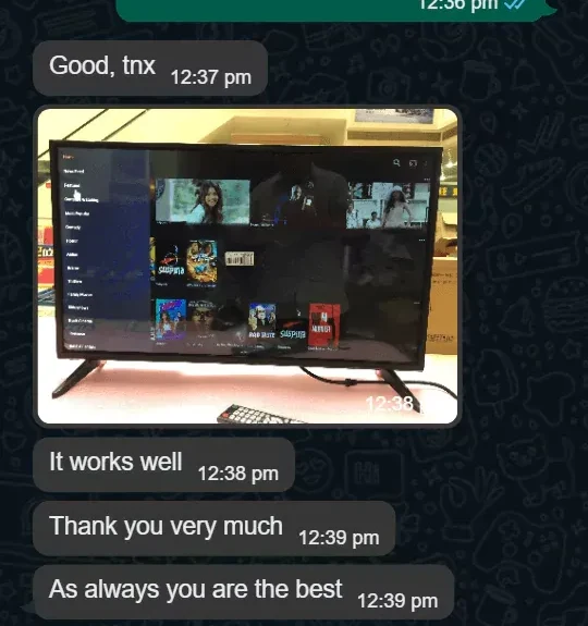 Customer TV photo: channel list working — as always you are the best
