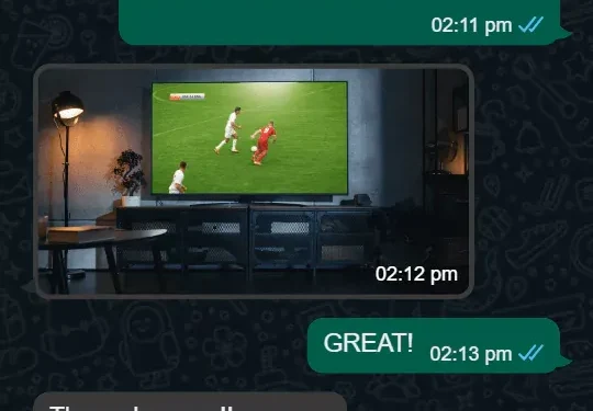 Customer TV photo: live football on TV — thank you